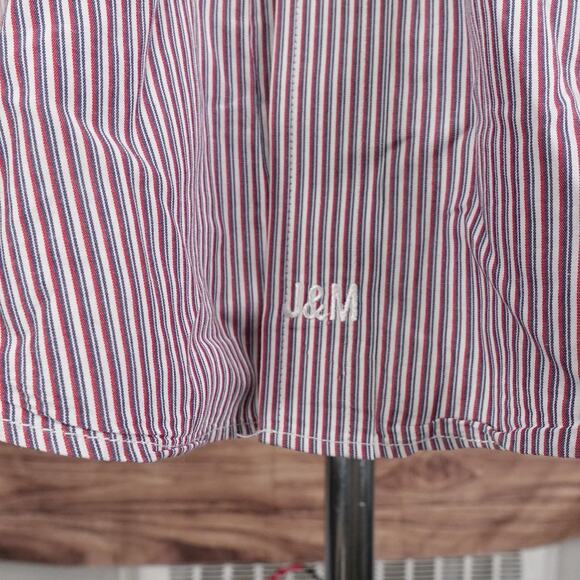 Johnston & Murphy Shirt Mens Large Red Blue White Stripe Tailored Fit Cotton - Picture 4 of 9